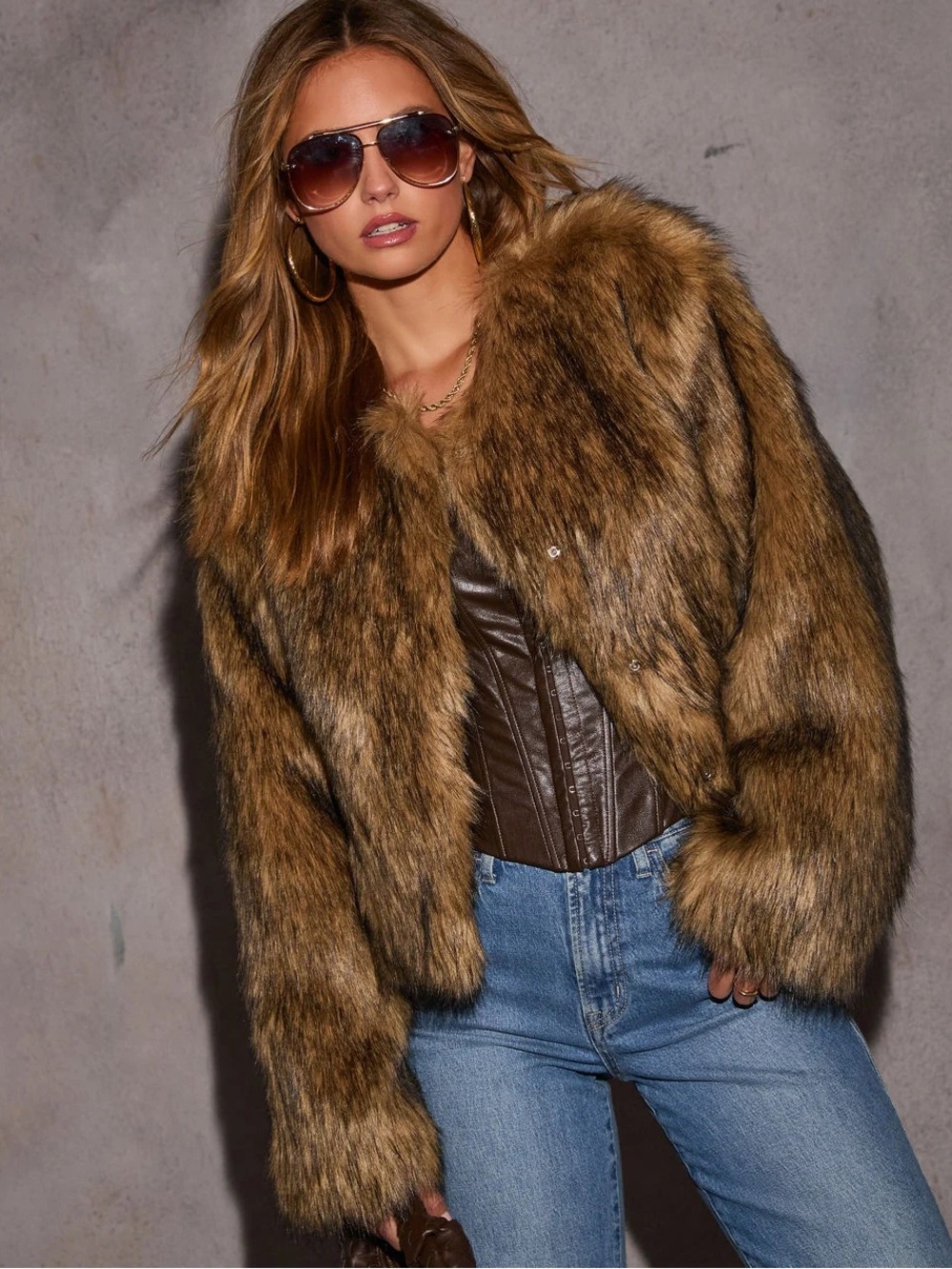 Vici Hello Darling Faux Fur Coat, SZ M, LIKE NEW